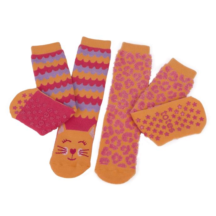 totes toasties® Kids Original Novelty Slipper Socks (Twin Pack) Cat Extra Image 2